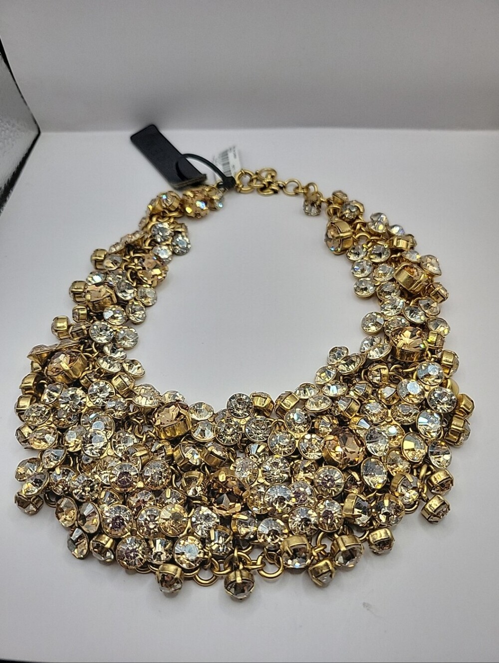 J. Crew Retired Crystal Statment Bib Necklace Champagne Rhinestones NWT. Rare - Picture 3 of 11